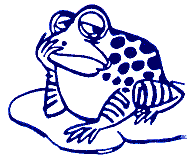 bored blue frog cartoon
